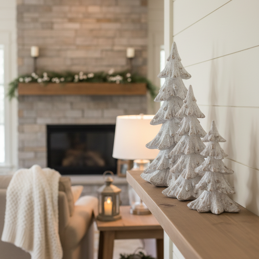 Glittered White Distressed Resin Tree