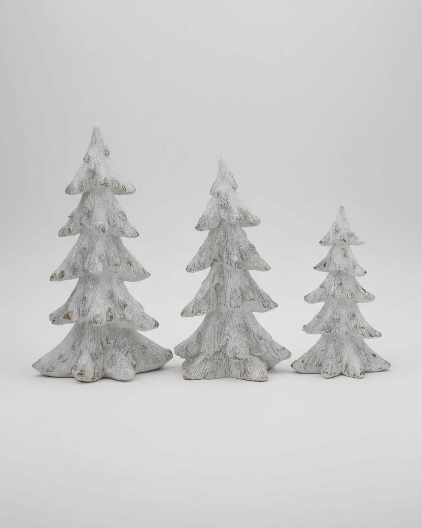 Glittered White Distressed Resin Tree