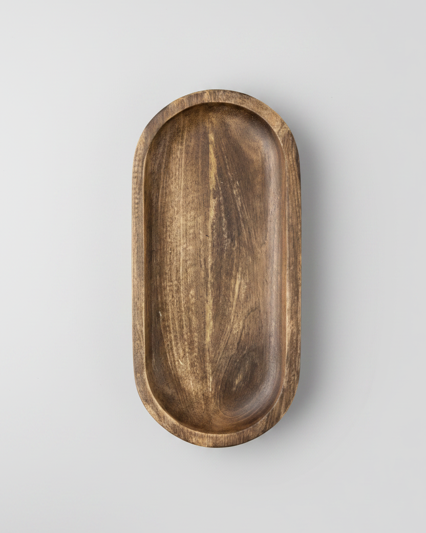 Dark Wood Oval Tray 18"