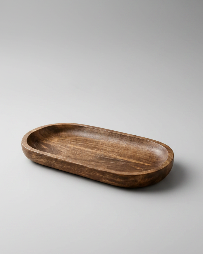 Dark Wood Oval Tray 18"