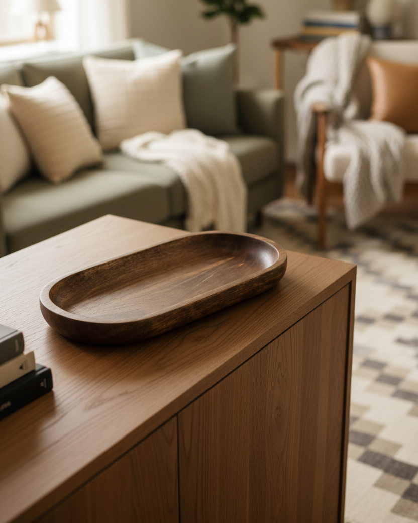 Dark Wood Oval Tray 18"