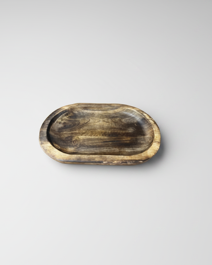 Dark Wood Oval Tray 12"