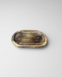Dark Wood Oval Tray 12"