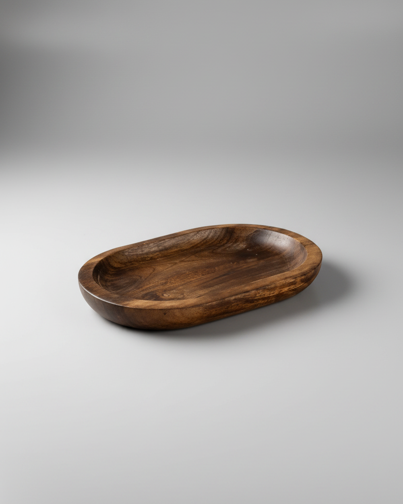 Dark Wood Oval Tray 12"