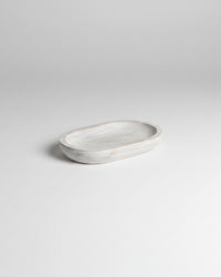 Whitewashed Wood Oval Tray 12"