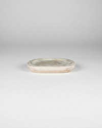 Whitewashed Wood Oval Tray 12"