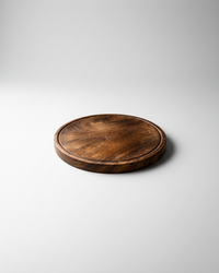 Dark Wood Round Plate Tray