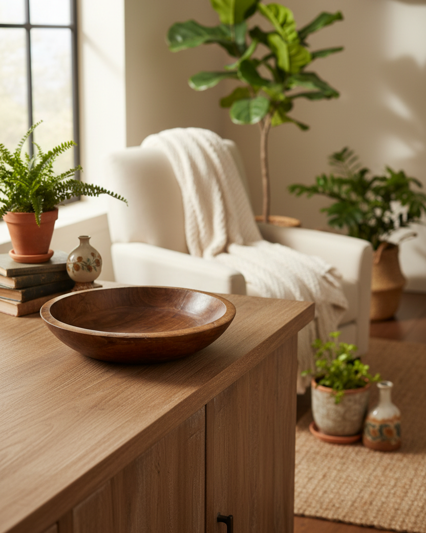 Dark Wood Bowl 12"