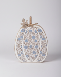 Fall Folk Blue Floral Pumpkin Block
