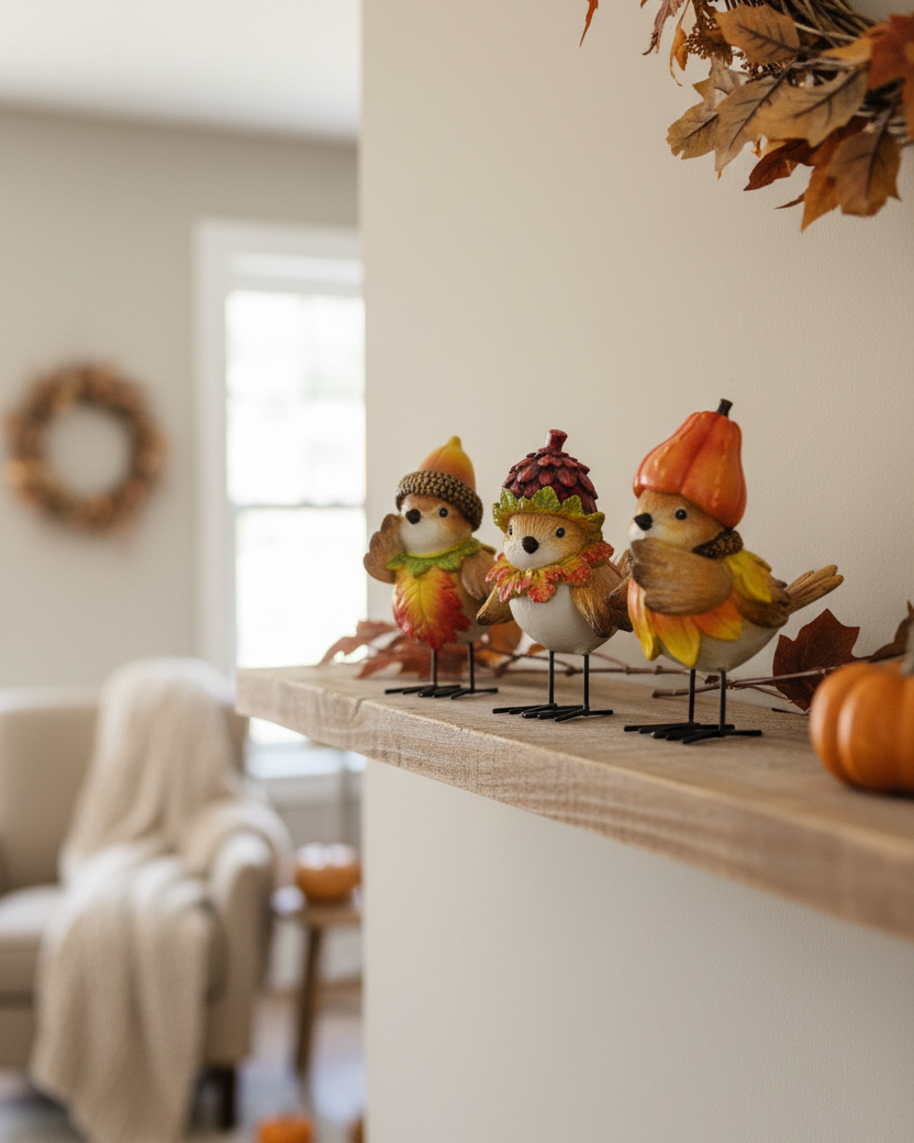 Harvest Resin Bird With Hat