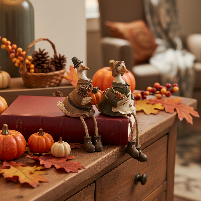 Pilgrim Harvest Goose Shelf Sitter