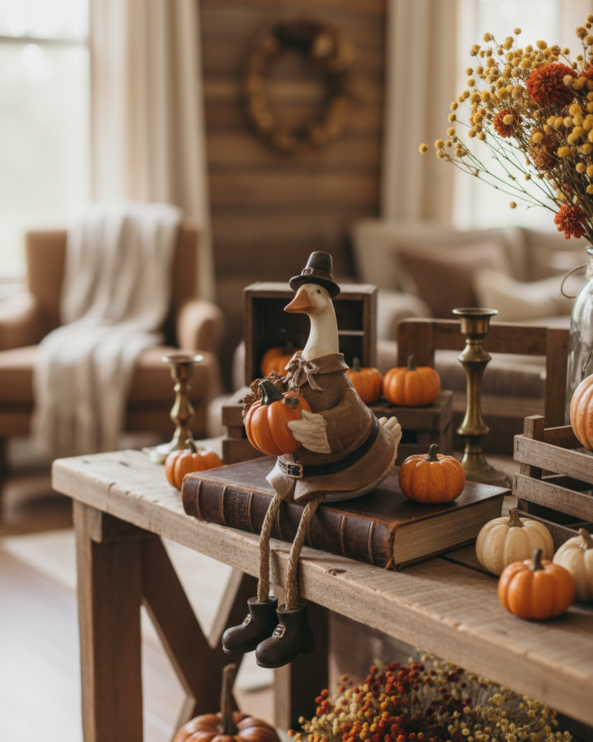 Pilgrim Harvest Goose Shelf Sitter