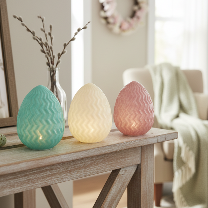 Glass Light Up Colourful Egg Decor