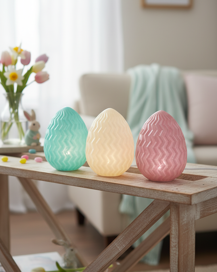 Glass Light Up Colourful Egg Decor