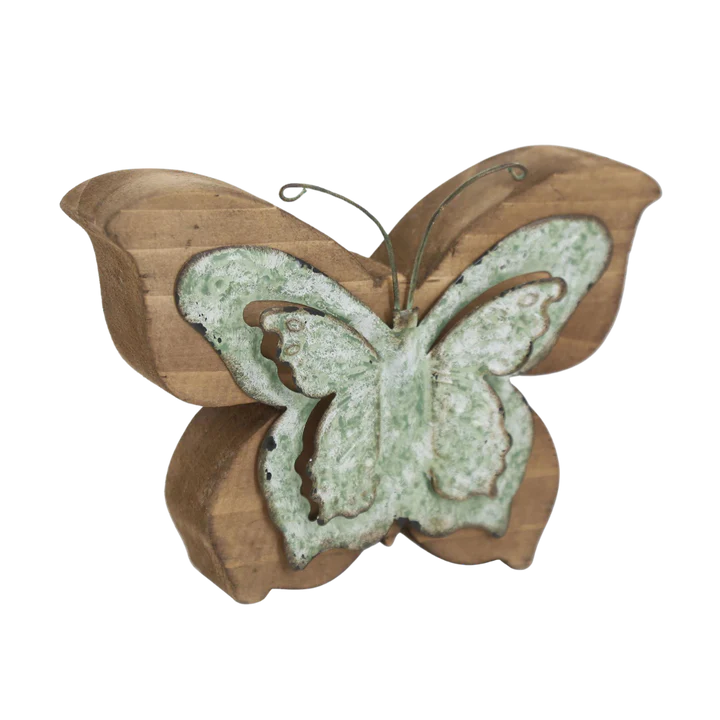 Wood and Metal Butterfly Sitter