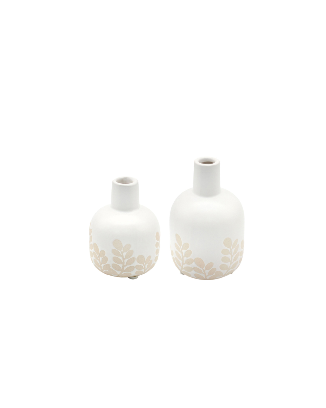 Tan Fern Porcelain Bud Vase