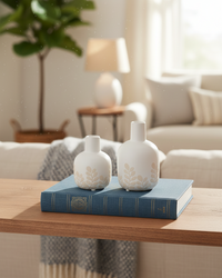 Tan Fern Porcelain Bud Vase