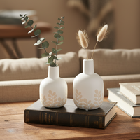 Tan Fern Porcelain Bud Vase