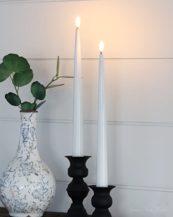 Deluxe Home White LED Shiny Tapers Candle Set