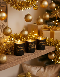 Black Frosted Holiday Tealight Candle Holder