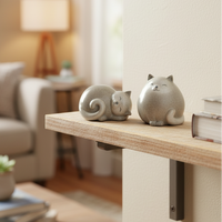 Grey and White Terracotta Cat Sitter