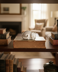 Grey and White Terracotta Cat Sitter