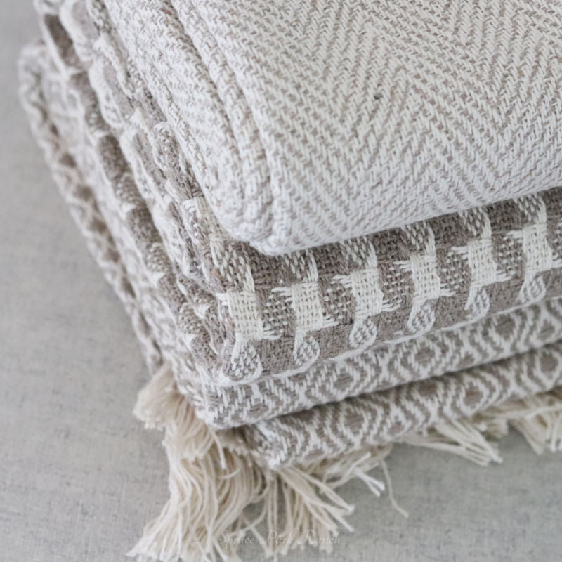 Tan and Cream Handwoven Throw