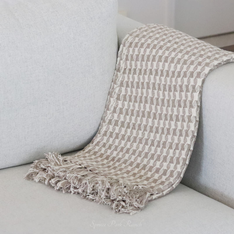 Tan and Cream Handwoven Throw