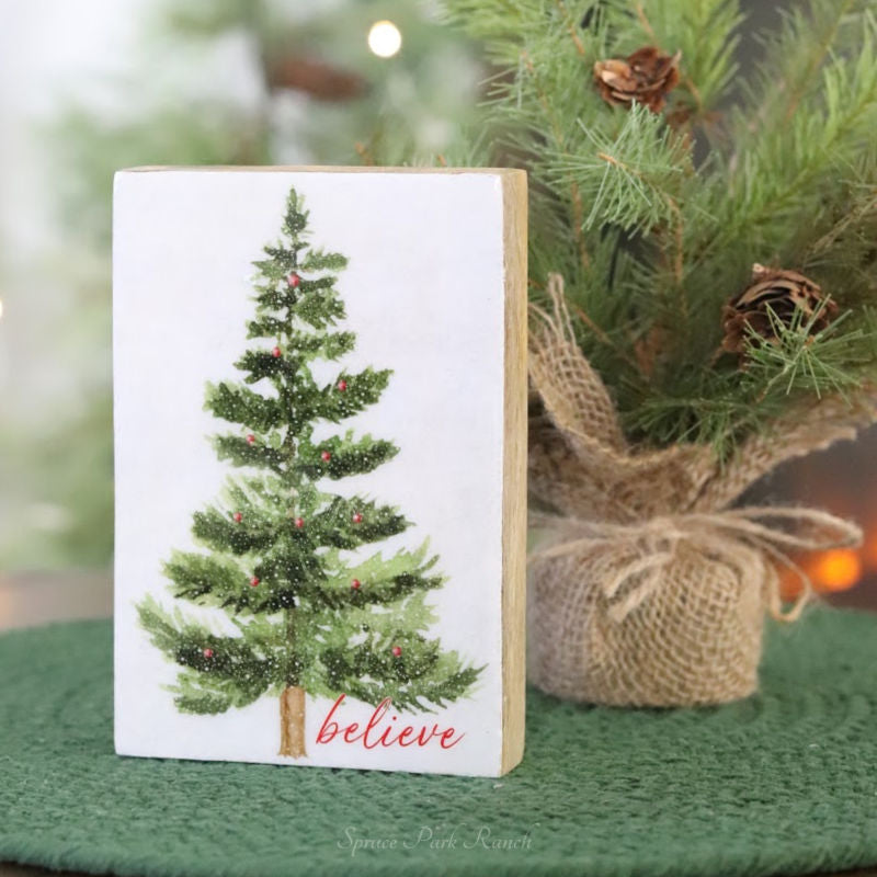 Believe Tree Mango Wood Block