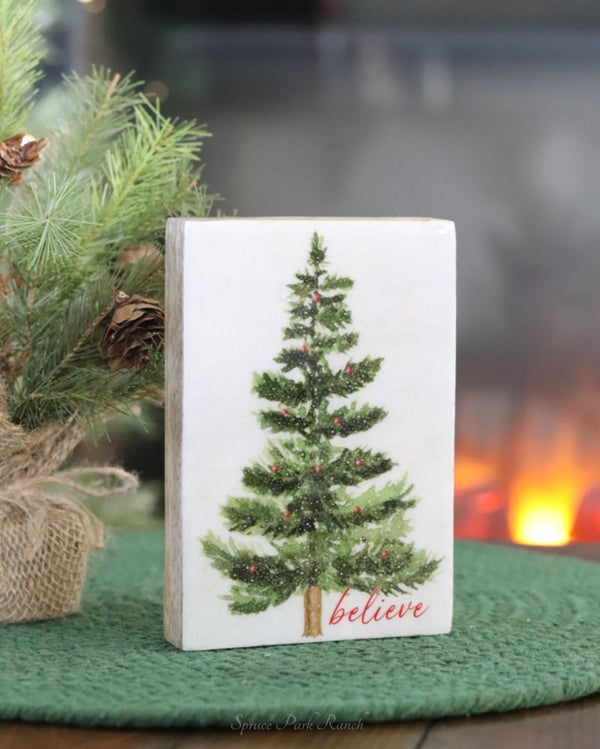 Believe Tree Mango Wood Block