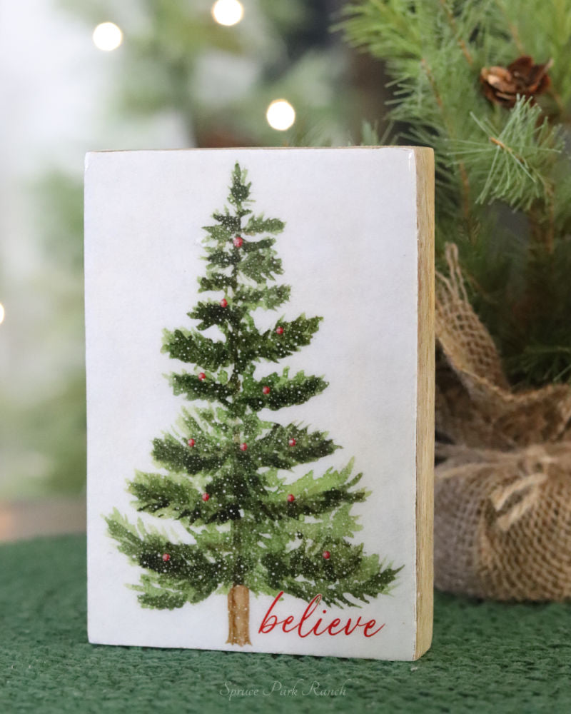 Believe Tree Mango Wood Block