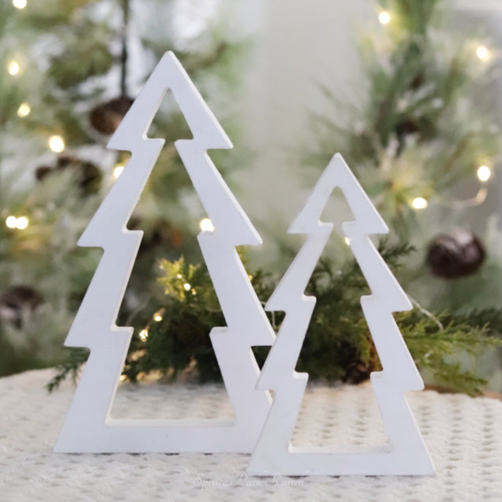 White Wood Tree Cutout Small