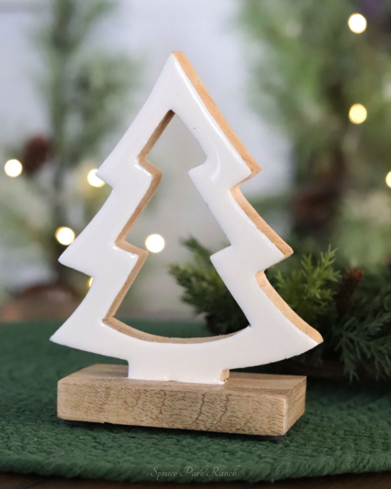 White Enamel Tree Cutout