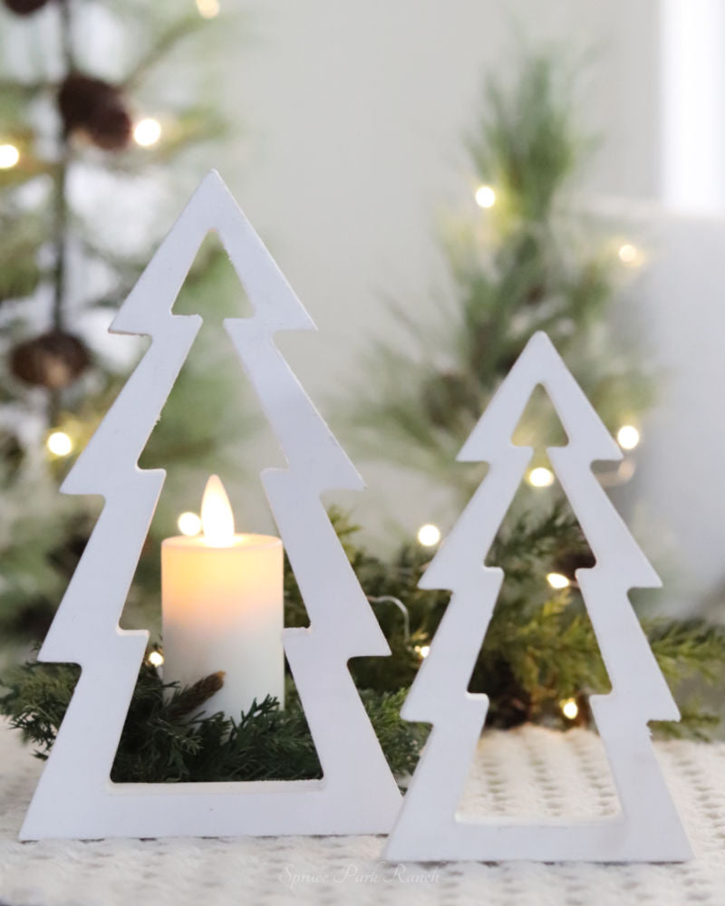 White Wood Tree Cutout Small