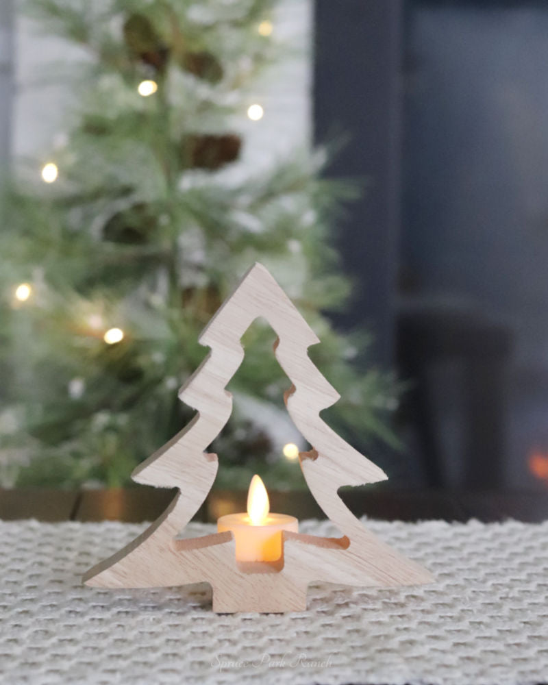 Curved Edge Wood Tree Cutout Natural