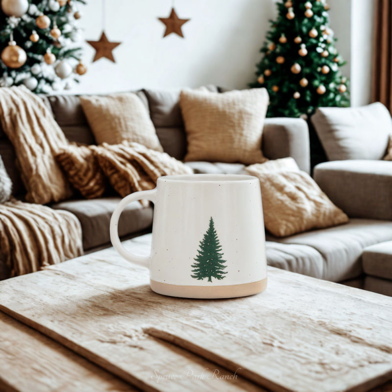 Stoneware Mug with Tree