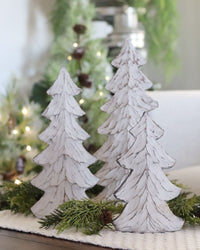Carved Resin Wood Look Christmas Trees