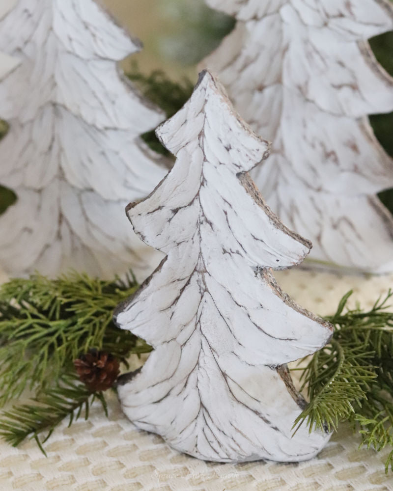 Carved Resin Wood Look Christmas Trees