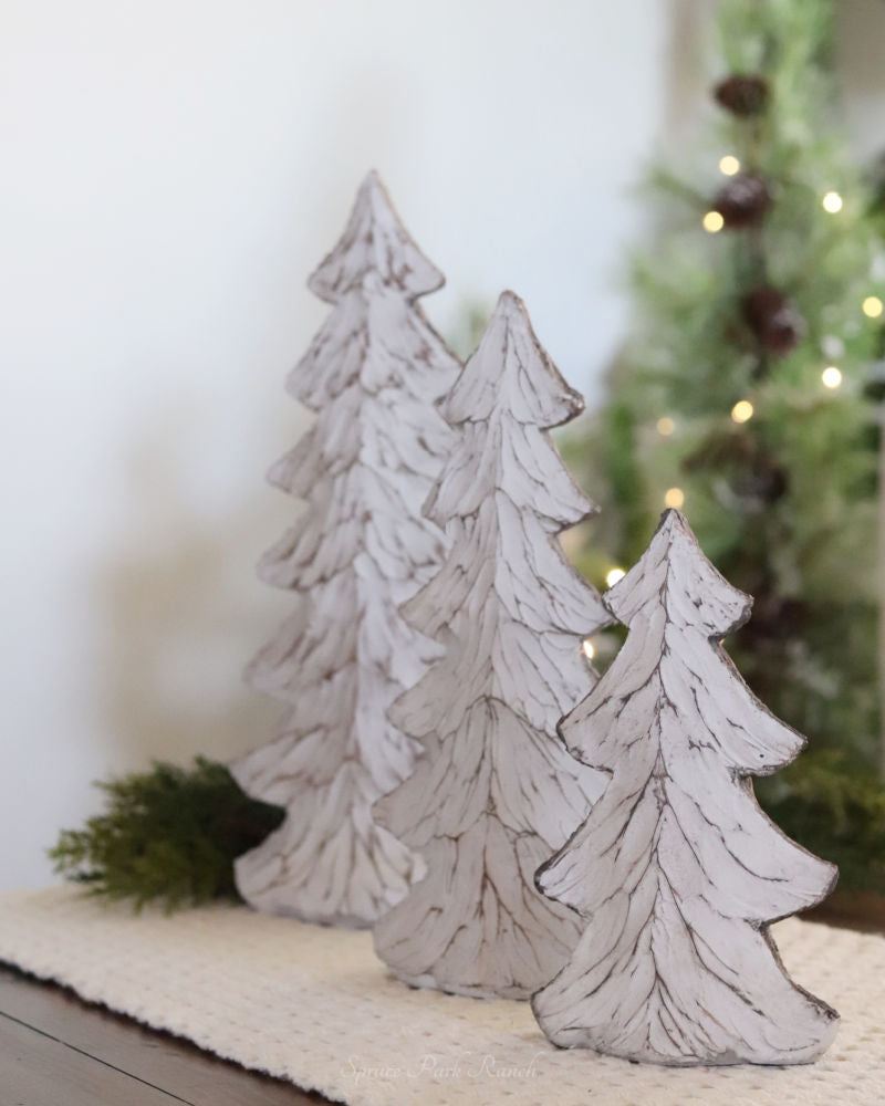 Carved Resin Wood Look Christmas Trees