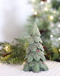 Green Glitter Trees With Garland and Bows
