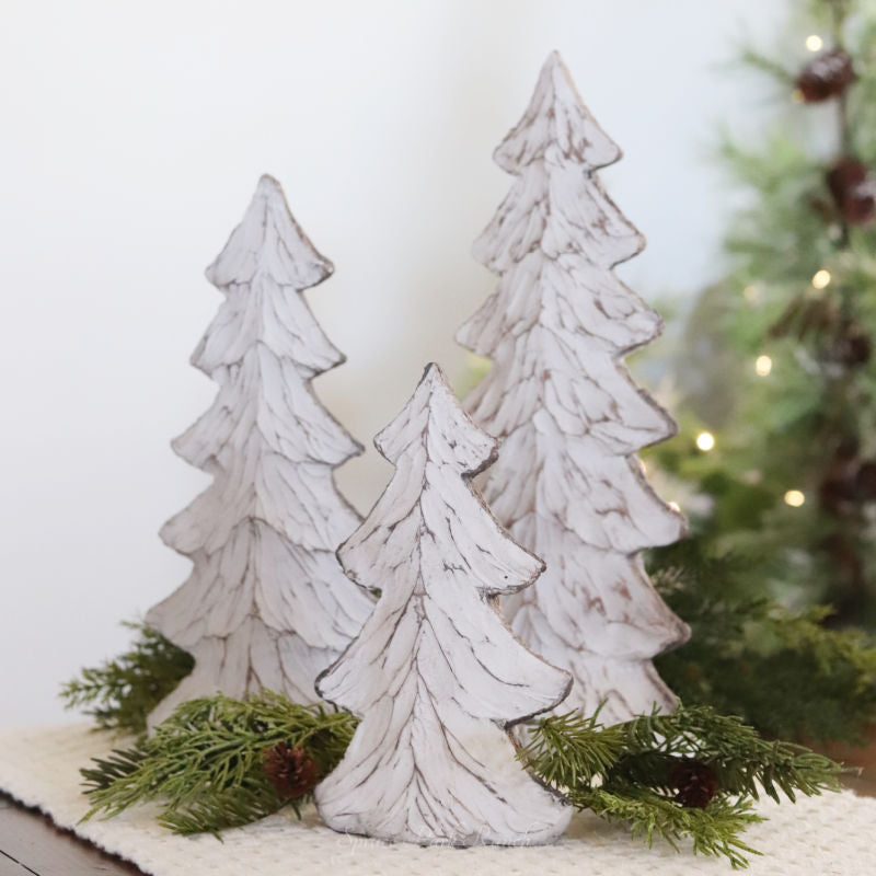Carved Resin Wood Look Christmas Trees