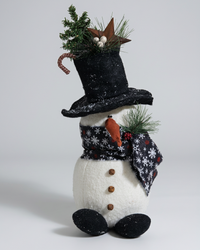 Tree Top Hat Snowman With Snowflake Scarf 18.5