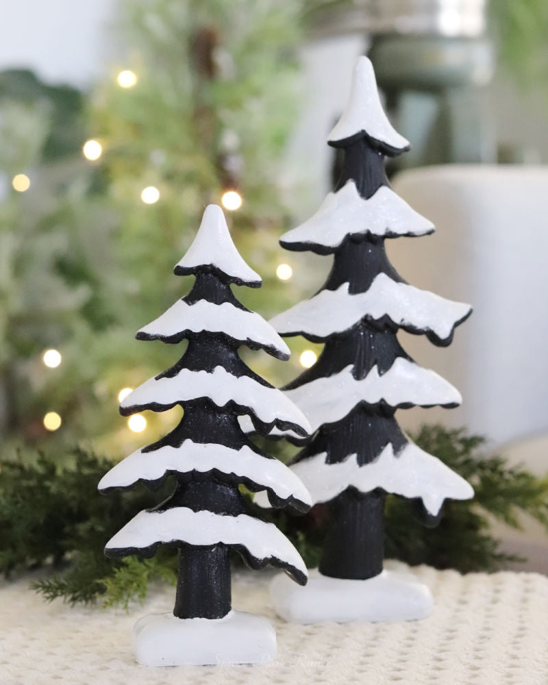Black Resin Snow Tree