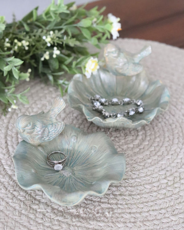 Ceramic Bird and Flower Trinket Tray