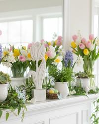 Distressed Wooden Tulip on Block 8"H