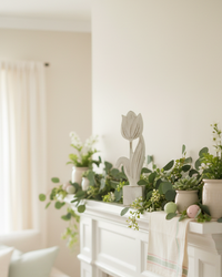 Distressed Wooden Tulip on Block 8"H