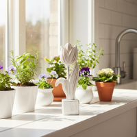 Distressed Wooden Tulip on Block 8"H