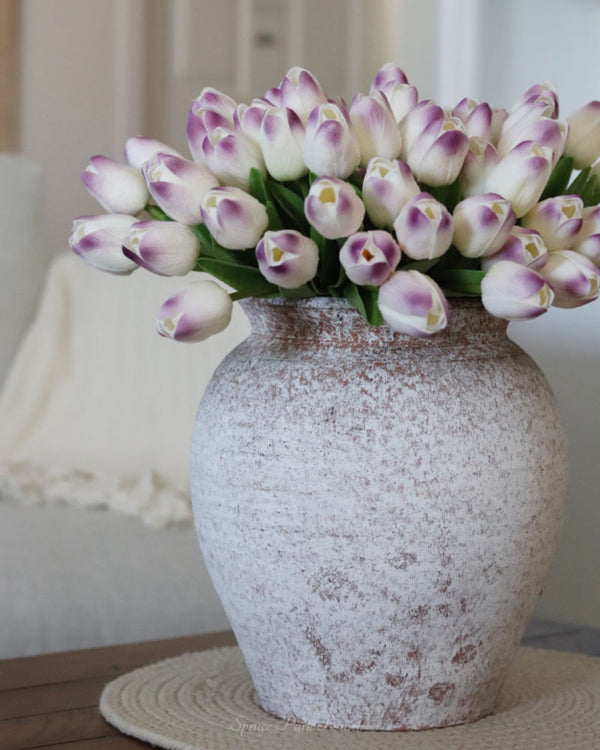 Tulip Purple and White Real Touch Bundle 13"