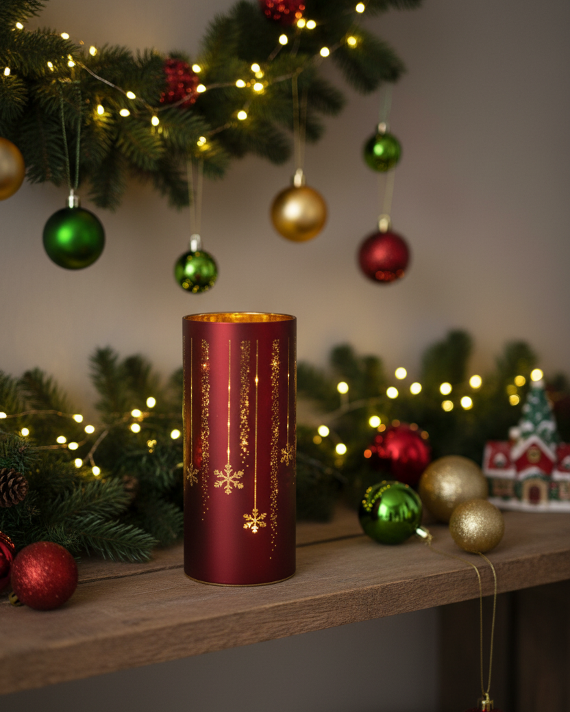 Twinkle Lighted Holiday Design Cylinder