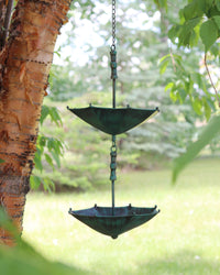 Metal Patina Umbrella Hanging Bird Feeder
